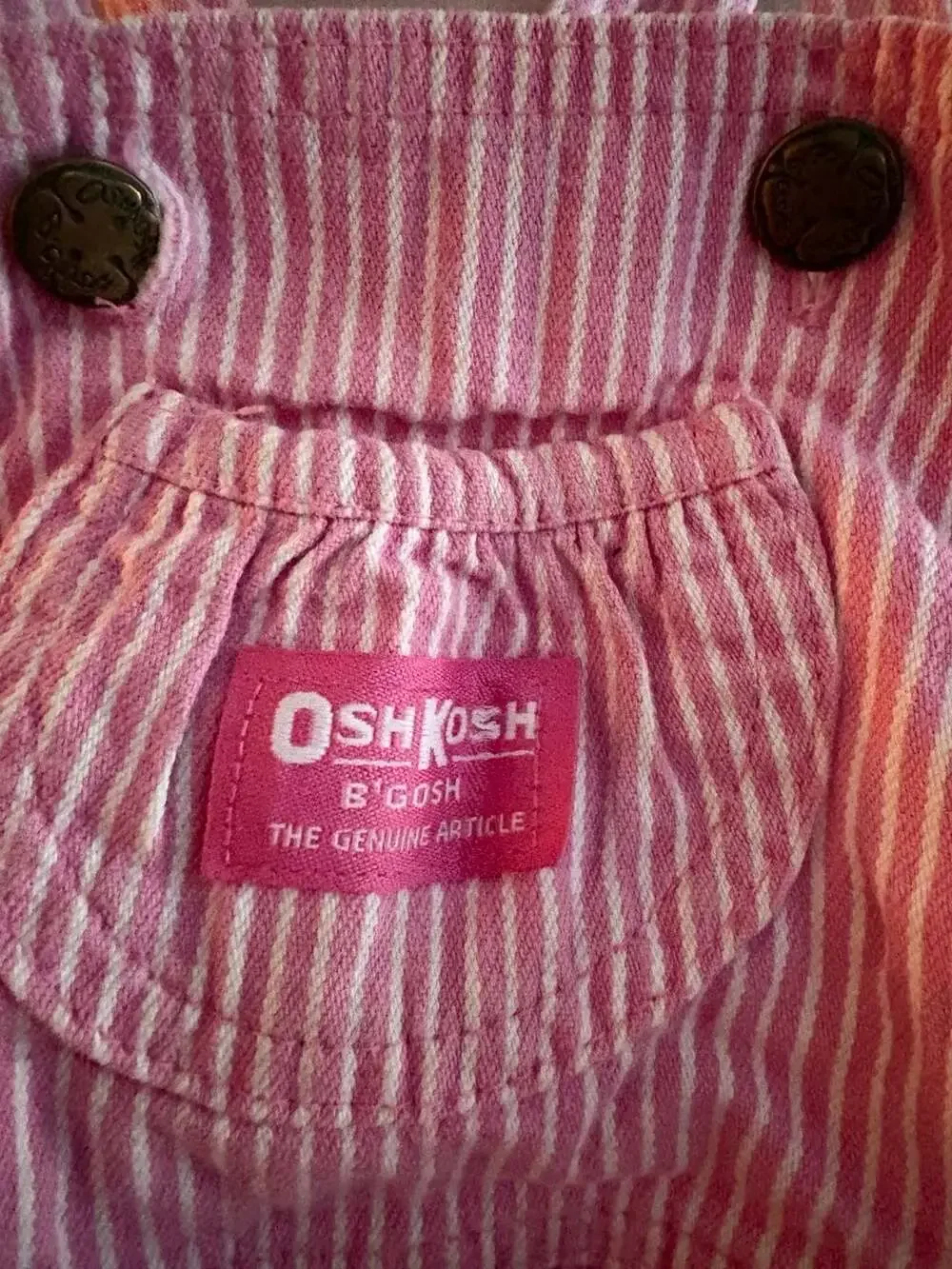 Vintage OshKosh B'gosh Pink Hickory Stripe Overalls Made in USA Size 4T